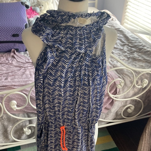 Zara Girls 1piece jumpsuit, pant bottom crop top, blue & white, size 9/10 cm 140 - Picture 3 of 4